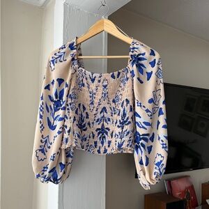 Sienna Sky Blue and Cream Floral Blouse